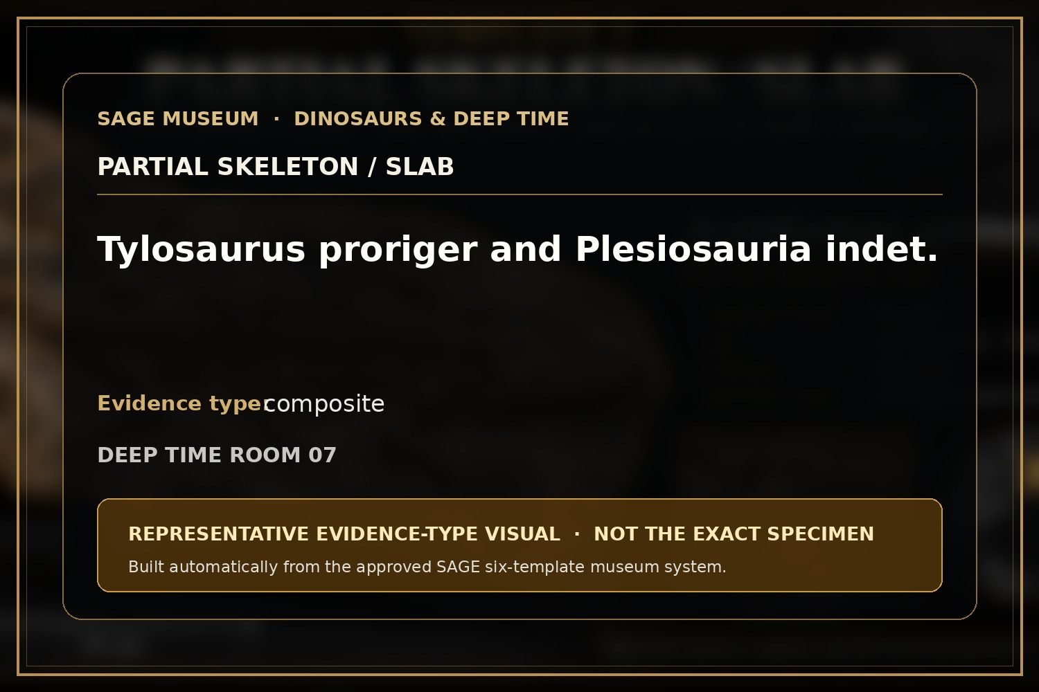 Mosasaur with plesiosaur remains. Representative evidence-type visual; not the exact specimen.